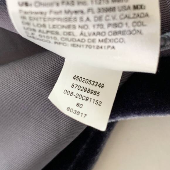 Chicos M Womens Blue Soft Stretch Velvet Tunic Top V Neckline 3/4 Length Sleeves - Picture 10 of 10